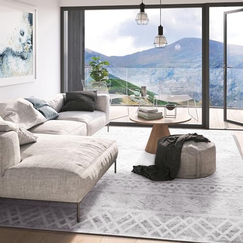 Boho Area Rug 8x10 Feet Modern Area Rug Neutral Carpet for Bedroom Decor Gray New