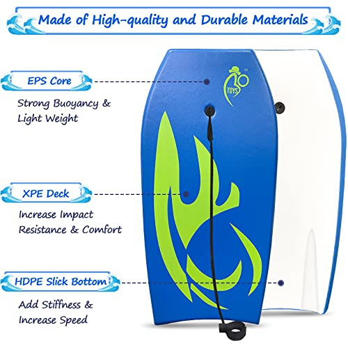 Bo-Toys Body Board Lightweight with EPS Core (Blue, 33-INCH) New