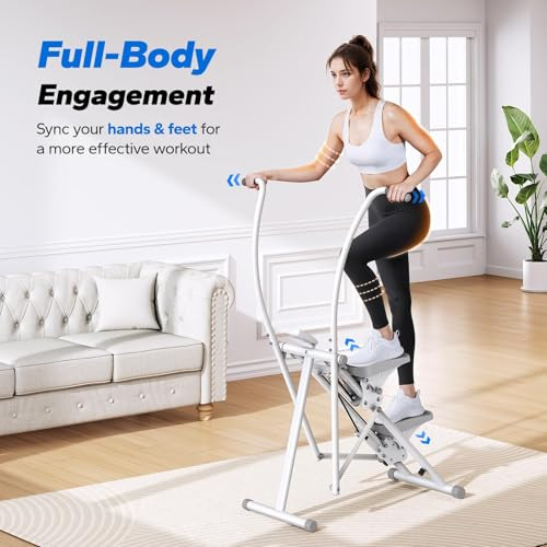 MERACH STAIR STEPPER ADJUSTABLE RESISTANCE FOLDABLE STAIR CLIMBER BRIGHT WHITE