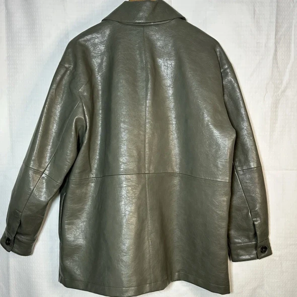 LEVI'S WOMEN'S FAUX LEATHER RELAXED VINTAGE LOOK BLAZER - SAGE - SIZE: L - SAGE New