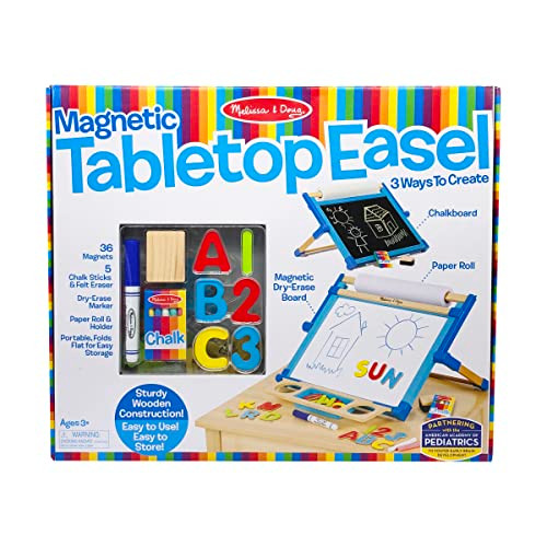Melissa & Doug Double-Sided Magnetic Tabletop Art Easel - Dry-Erase Board