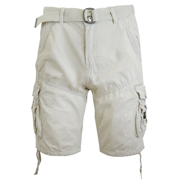 GALAXY BY HARVIC MENS CARGO SHORTS BELTED COTTON TWILL FLAT - SIZE: 30 - STONE New