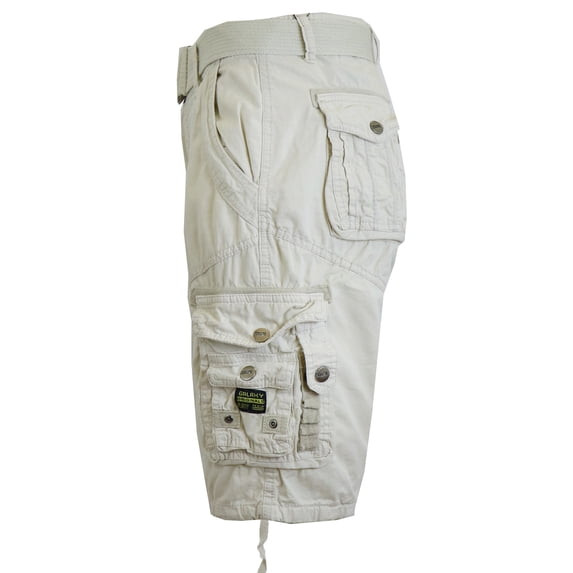 GALAXY BY HARVIC MENS CARGO SHORTS BELTED COTTON TWILL FLAT - SIZE: 30 - STONE New