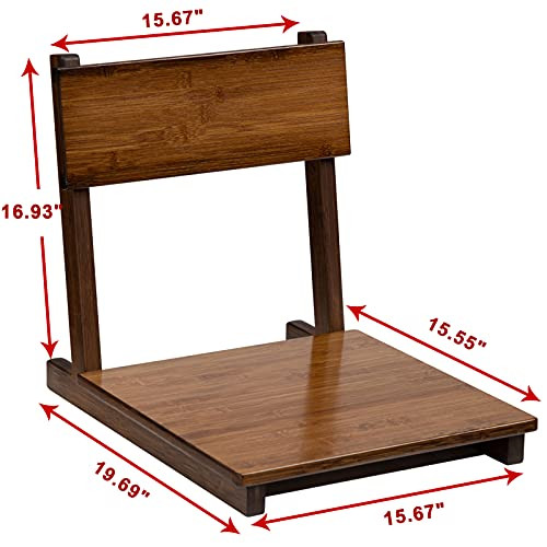 AbocoFur Bamboo Portable Floor Chair Japanese Style Legless Tatami - Walnut