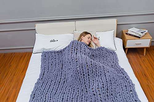 Chenille Chunky Knit Throw Blanket Cable Knitted Soft Cozy Polyester B088FK6QRZ