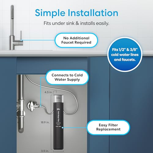 BRIO 16" UNDER SINK WATER FILTER SYSTEM FAUCET 3-STAGE SINGLE HOUSING FUS100A16