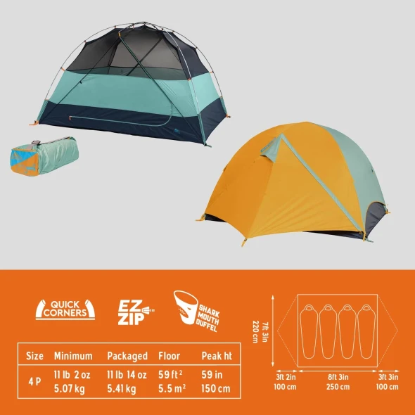 KELTY WIRELESS FREESTANDING CAR CAMPING TENT, 2 4 OR 6 PERSON SLEEPING - GREEN