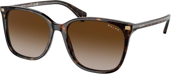 RALPH LAUREN VVCV RA5293 SQUARE SUNGLASSES - SHINY DARK HAVANA GRADIENT BROWN
