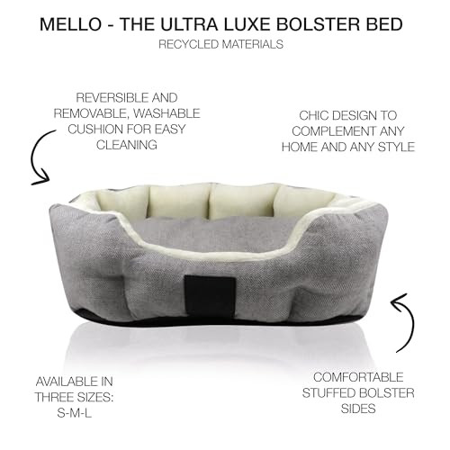 Pet Passion Mello-The Ultra Luxe Bolster Dog Bed with Removable Washable Pillow New