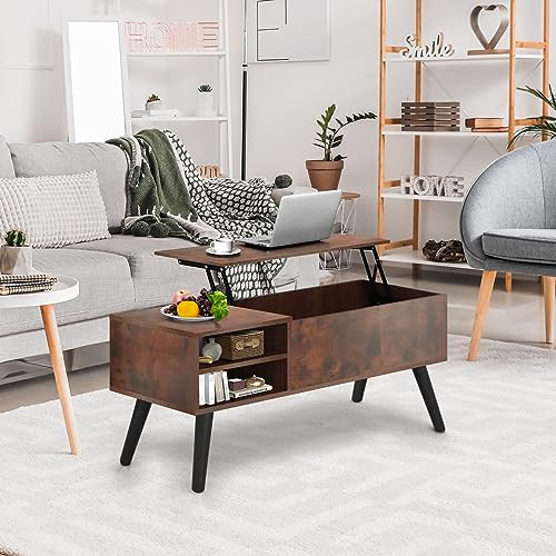 Lifetime Home Lift Top Coffee Table Hidden Compartment B0CFJYGPJQ (Rustic Brown)