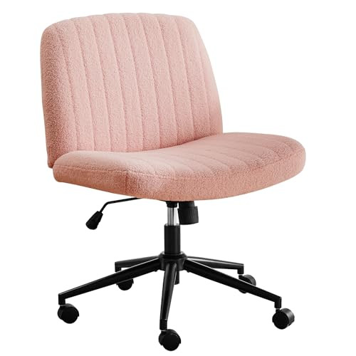 CUANBOZAM Armless Desk Chair Criss Cross Chair with Wheels Fabric Padded