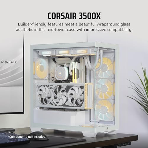 CORSAIR 3500X MID-TOWER ATX PC CASE PANORAMIC TEMPERED GLASS - WHITE