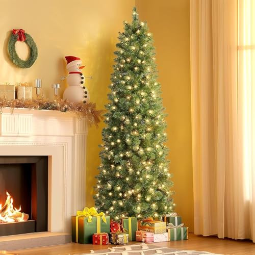 SHareconn 7.5ft Christmas Tree Warm White Lights 6.5 FT - Green New