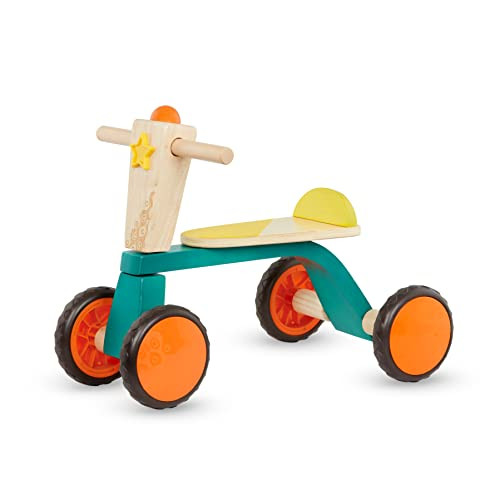 B. toys Smooth Rider Wooden Toddler Bike, 4-Wheel Push Ride-On Toy, Riding