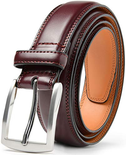 CARLO FELLINI BELTS FOR MEN MADE 100% COW LEATHER SIZE: MEN 30-32 - WINE