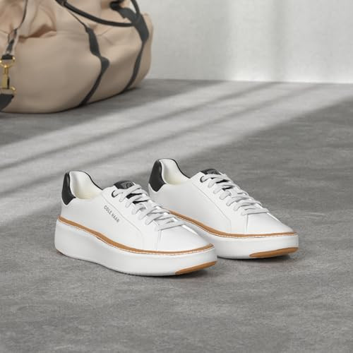 W22707 COLE HAAN WOMEN GRANDPRO TOPSPIN SNEAKER, SIZE 9.5, IVORY/BLACK