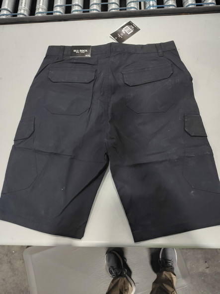 BLU ROCK MEN'S COTTON FLEX STRETCH CARGO SHORTS - SIZE: MEN 34 - BLACK New