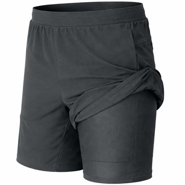 JUMP START 2 IN 1 STRETCH ACTIVE QUICK DRY GYM LINER - SIZE: MEN M - CHARCOAL New