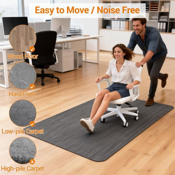 GARVEE 48"X60" OFFICE CHAIR MAT FOR HARDWOOD FLOORS: ANTI-SLIP - BLACK