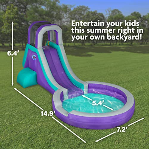Sunny & Fun Inflatable Single Ring Water Slide Park Heavy-Duty for Outdoor Fun