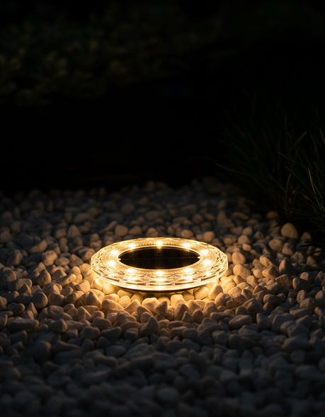SERENITY HOME THE LUMIS, SOLAR DISK LIGHT FOR GARDEN PATHS & PATIO - WHITE
