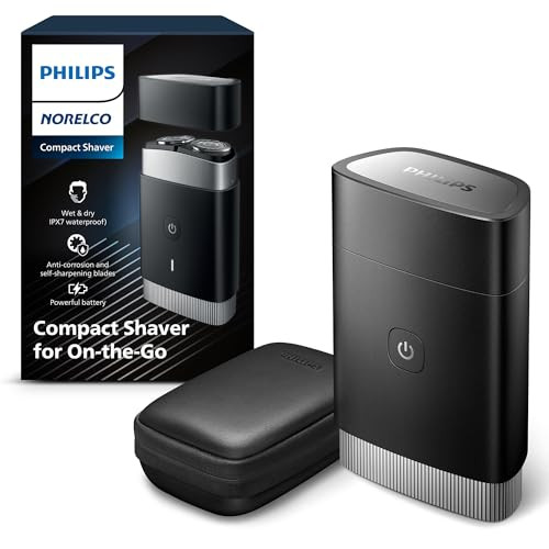 Philips Norelco Portable Electric Shaver, Black/White