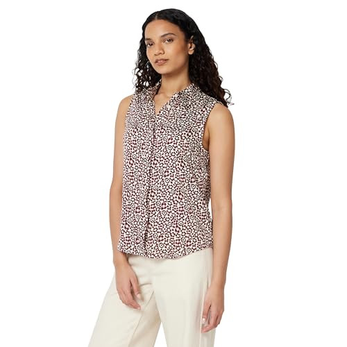 AEWM93015M26 Amazon Essentials Women Regular-Fit Blouse, Ivory Burgundy, L New