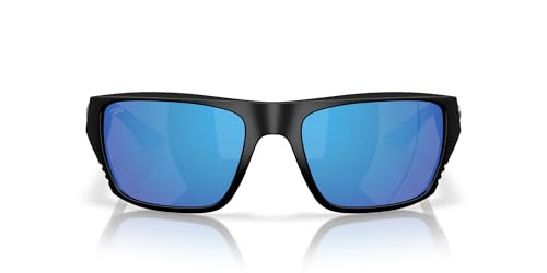 COSTA MAN SUNGLASSES MATTE BLACK FRAME BLUE MIRROR LENSES 59MM/125 - BLACK/BLUE