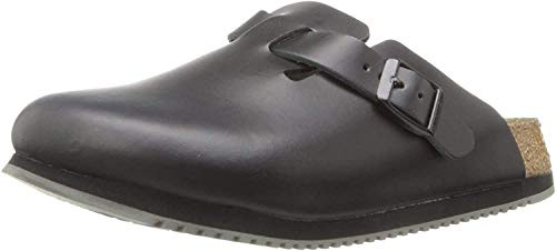 BIRKENSTOCK LEATHER BOSTON CANBERRA CLOGS - SIZE: MEN 11 - BLACK