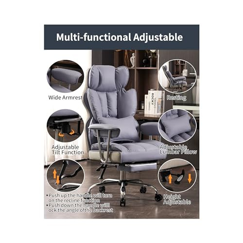 Efomao Big and Tall Office Chair 440LBS, Purple Heavy Duty Executive Chair