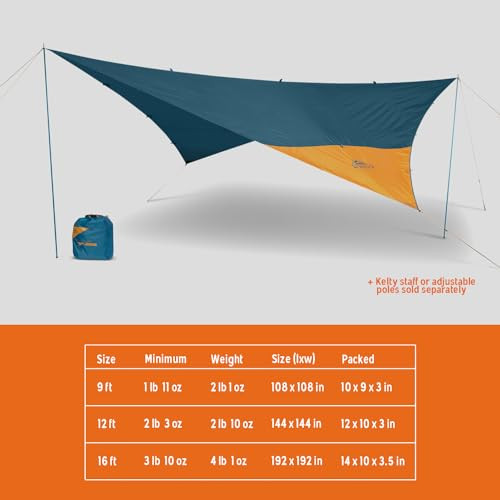 KELTY NOAH’S TARP SUN SHELTER AND MULTI-USE AWNING FLY, 3 SIZES - BLUE