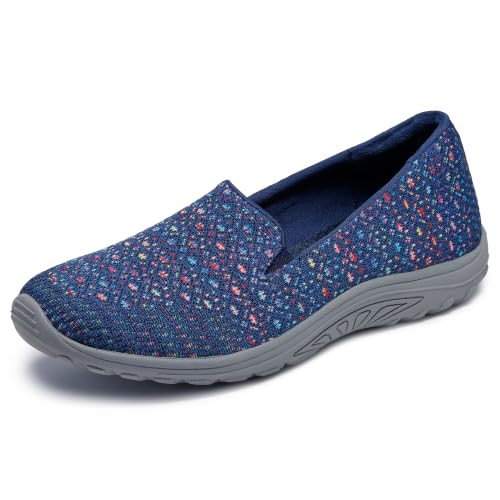 49291 Skechers Women's Reggae Fest Wicker Slip-On Shoe Wide Navy Size 9.5
