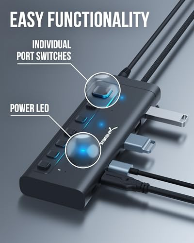 SABRENT 7PORT USB-C HUB 48W 5GBPS 3 USB-A 4 USB-C (HB-3A4C) - BLACK