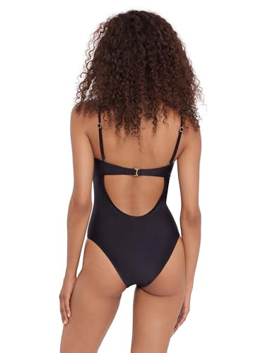 6104010S Steve Madden Womens Bandeau One Piece Swimsuit, Shine Bright Raven, XL