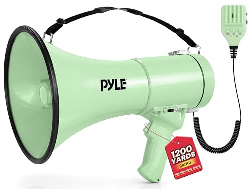 PYLE 50W MEGAPHONE BULLHORN PORTABLE AUTOMATIC SIREN & ADJUSTABLE VOLUME GREEN