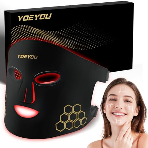 YOEYOU RED LIGHT THERAPY FACE 850NM NEAR INFRARED LED MASK M01-B - BLACK