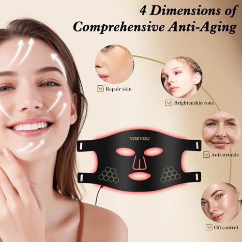 YOEYOU RED LIGHT THERAPY FACE 850NM NEAR INFRARED LED MASK M01-B - BLACK