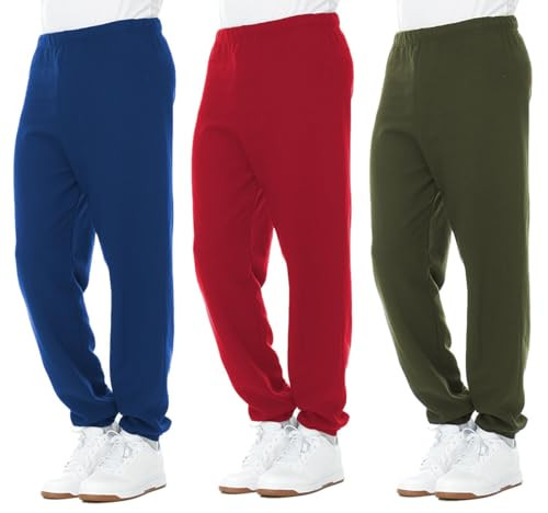YACHT & SMITH 3 PACK OF MENS JOGGER SWEATPANTS SIZE S - MAROON/GREEN/BLUE New