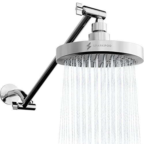 SPARKPOD 6" ROUND RAIN SHOWER HEAD WITH 16" SHOWER ARM - X001PI9585/ARM - CHROME
