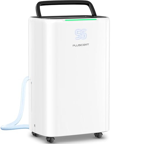 PLUSCENT 5000 SQ FT 52 PINT COMPRESSOR DEHUMIDIFIER HOME, LT260 - WHITE/BLACK