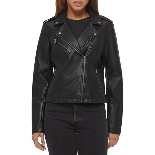LW7RU613 Levi's Women's Faux Leather Jacket, Classic Black, X-Small New