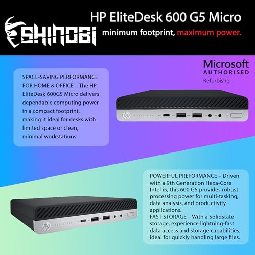 HP PRODESK 600 G5 DESKTOP MINI I5-9500T 2.20GHZ 16GB 512GB SSD WIN 11 BLACK