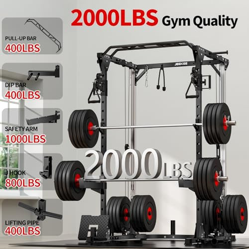 JEEKEE H12-JK20250925-01 POWER CAGE CABLE CROSSOVER SYSTEM 2000LB - BLACK