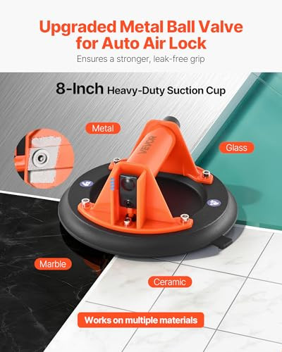 VEVOR VACUUM SUCTION CUP 8" VACUUM GLASS LIFTER WITH CARRYING CASE GPS-2