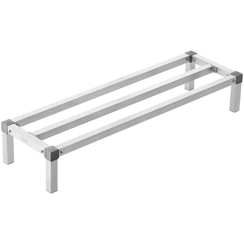 VEVOR ALUMINUM DUNNAGE RACK 48” X 14” FOOD FLOOR RACK, 8” OFF THE FLOOR - SILVER