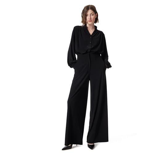 30246984 DEE OCLEPPO WOMENS PIPER BUTTON TOP ZIPPER BOTTOM JUMPSUIT BLACK M