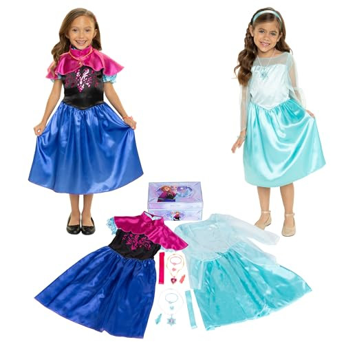 JAKKS PACIFIC DISNEY FROZEN ELSA & ANNA SISTERS DRESSES - SIZE: YOUTH 4-6X New