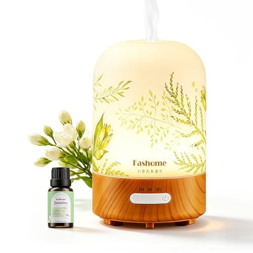 FASHOME ESSENTIAL OIL DIFFUSER HAND BLOWN GLASS 100ML ULTRASONIC HEA01A - GREEN