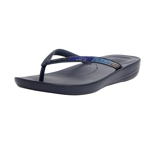 DG5-399-MNAVY-8.5 FITFLOP WOMEN'S IQUSHION OMBRE SPARKLE FLIP FLOPS SIZE 8.5