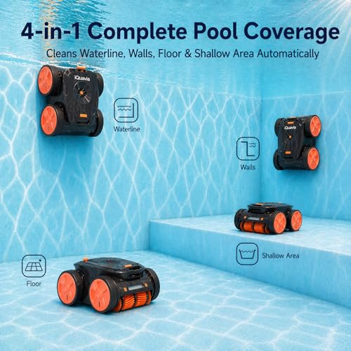 IQUAVIA CORDLESS POOL ROBOT VACUUM FOR INGROUND POOLS WITH APP AND REMOTE